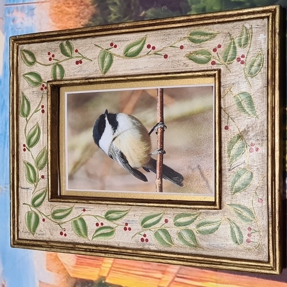 Black-Capped‎ Chickadee Cute Bird Floral Framed Art Print - Picture 10 of 10